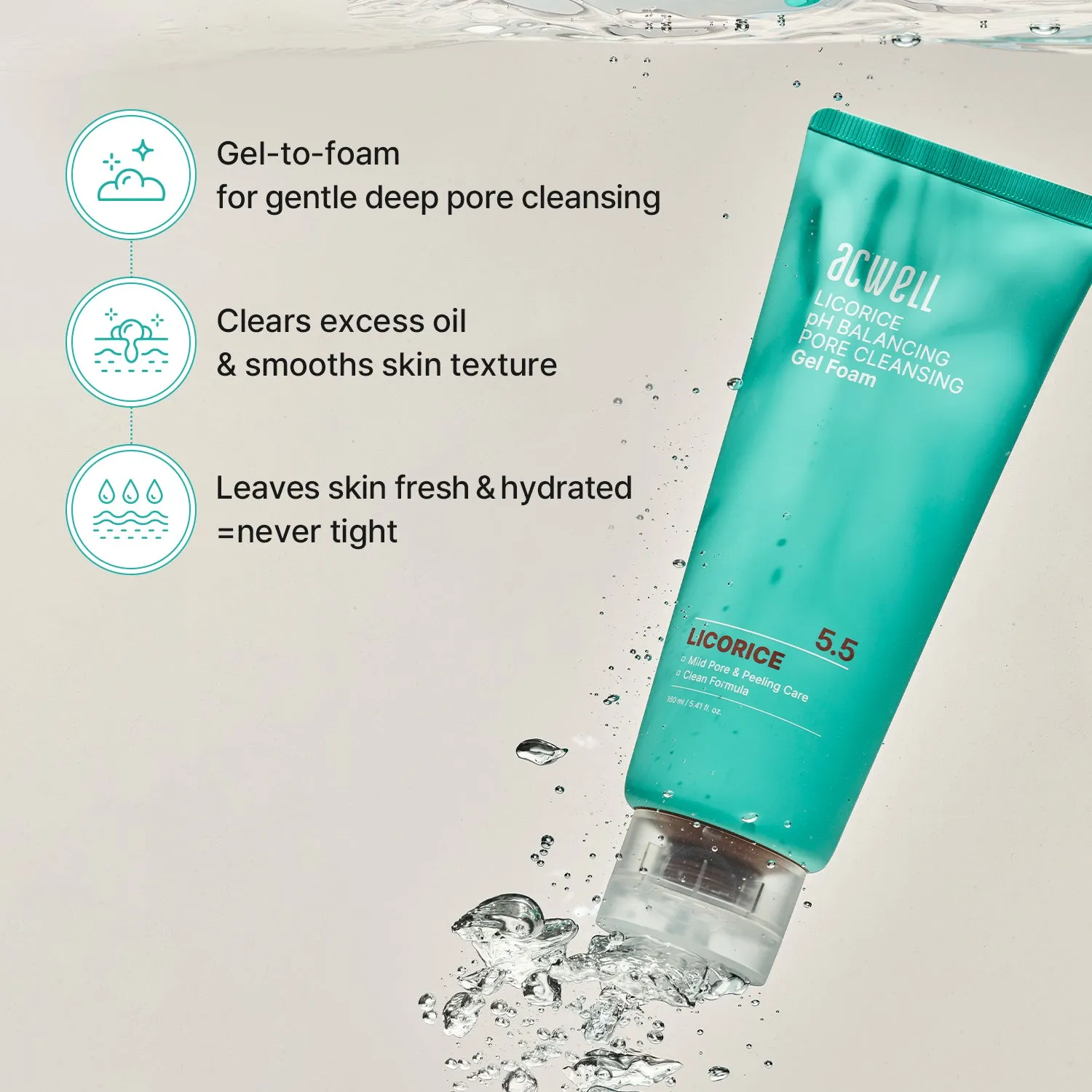 Acwell Licorice pH Balancing Pore Cleansing Gel Foam ansiktsrens