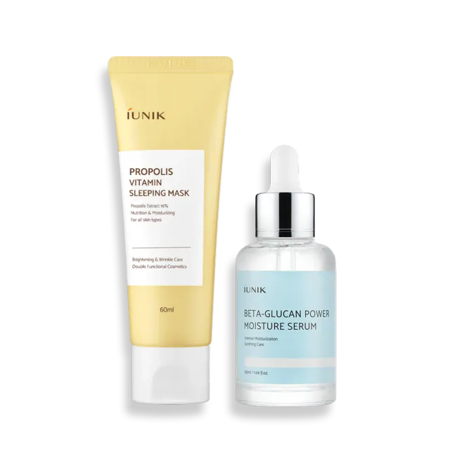 IUNIK Overnight Glow Duo hudpleiesett nattmaske og serum