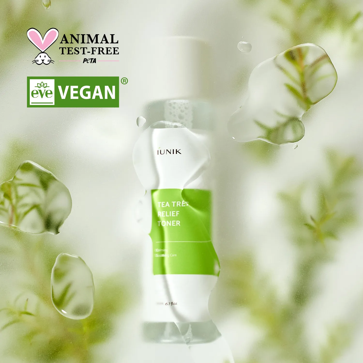 IUNIK Tea Tree Relief Toner ansiktsvann 200 ml vannlett
