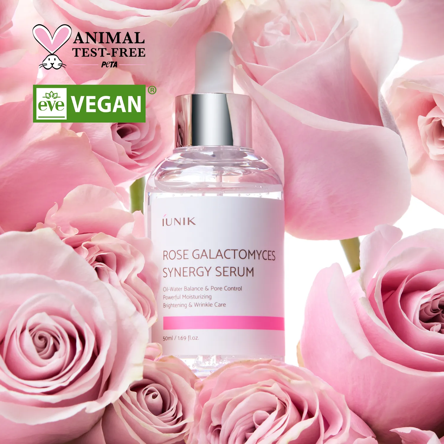 IUNIK Rose Galactomyces Synergy Serum ansiktsserum med rosevann