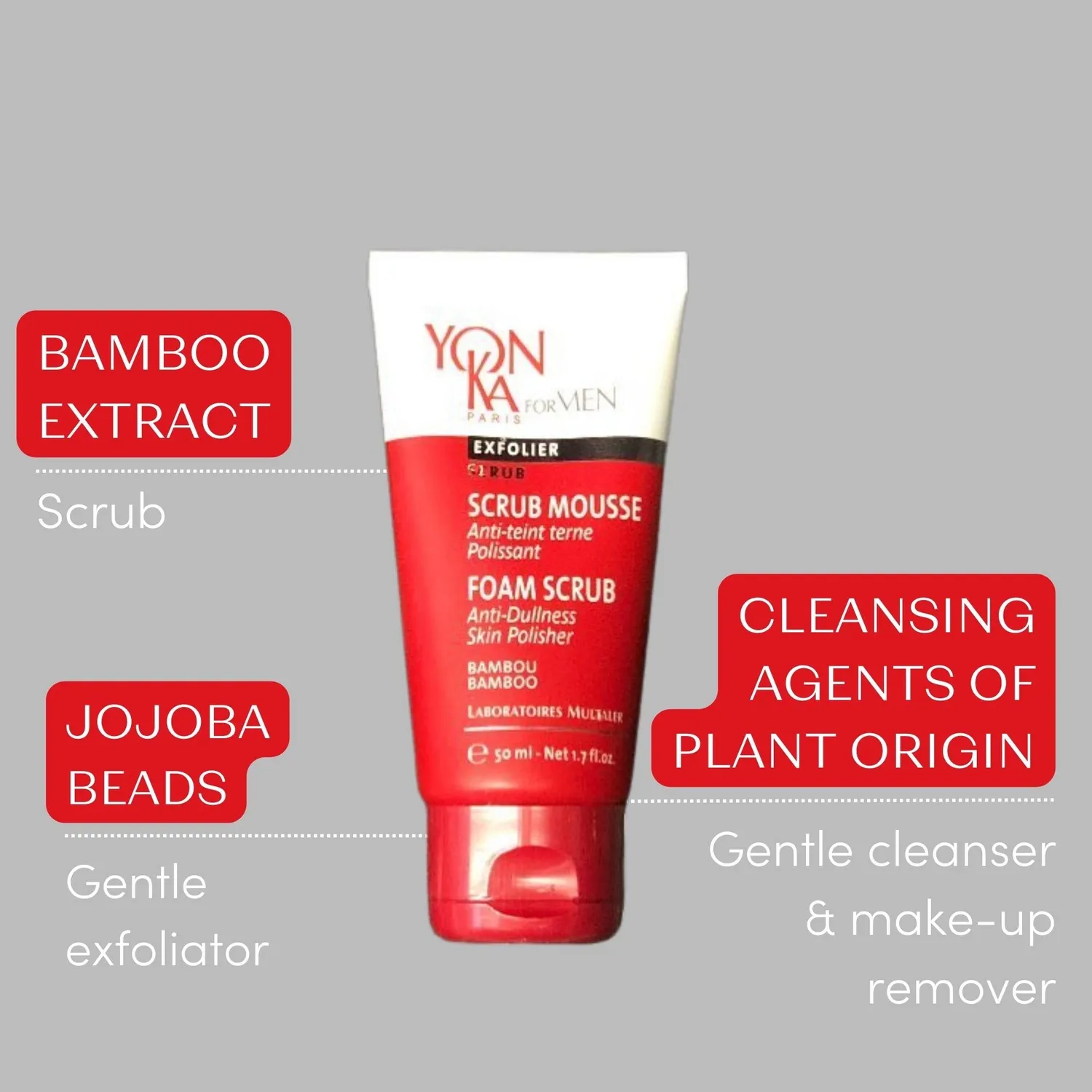 Yon-Ka Men Scrub Mousse ansiktsskrubb 100 ml med bambus