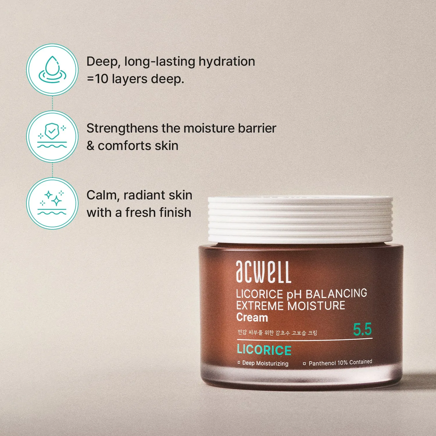 Acwell Licorice pH Balancing Extreme Moisture Cream fuktighetskrem 50 ml med panthenol