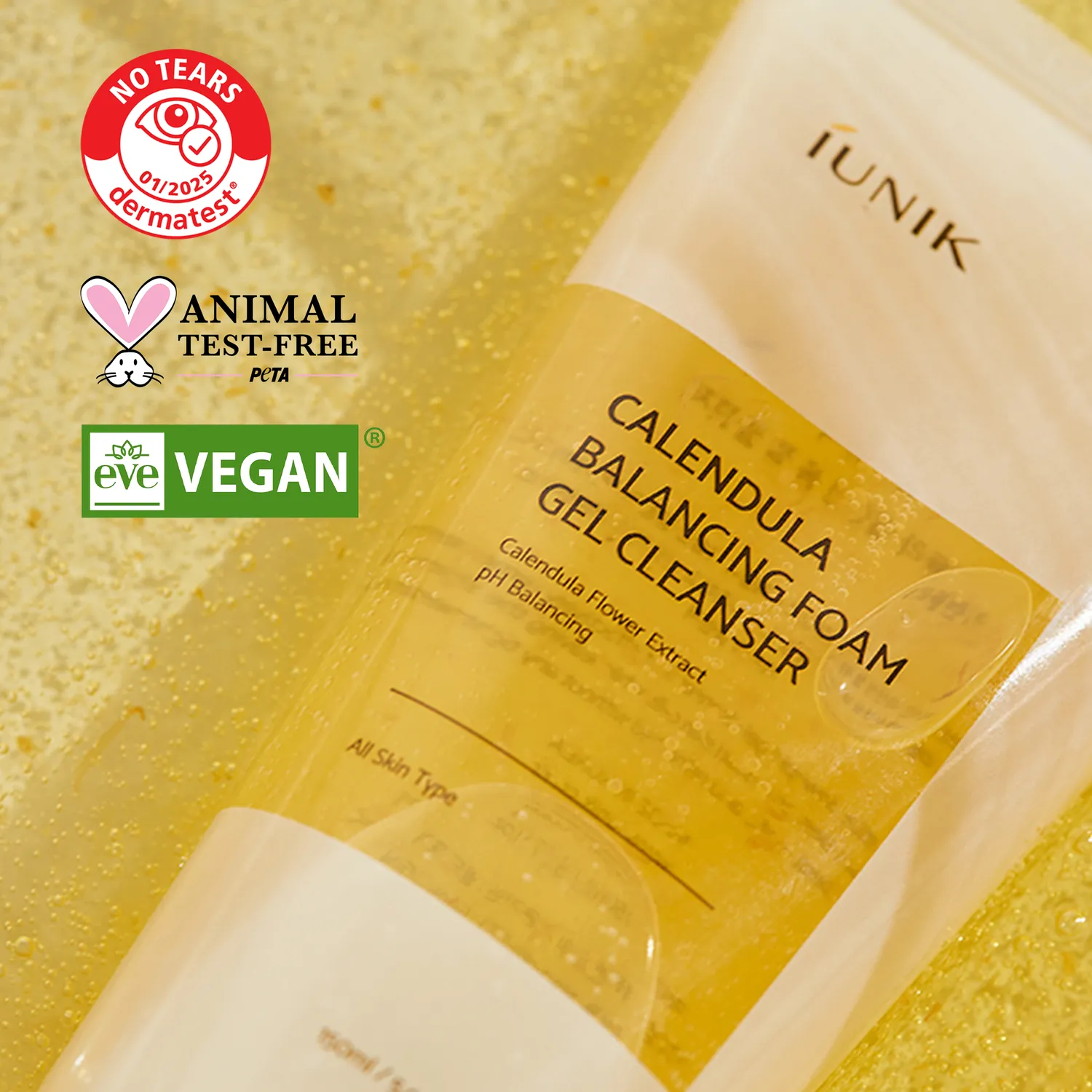 IUNIK Calendula Balancing Foam Gel Cleanser ansiktsrens – lav pH