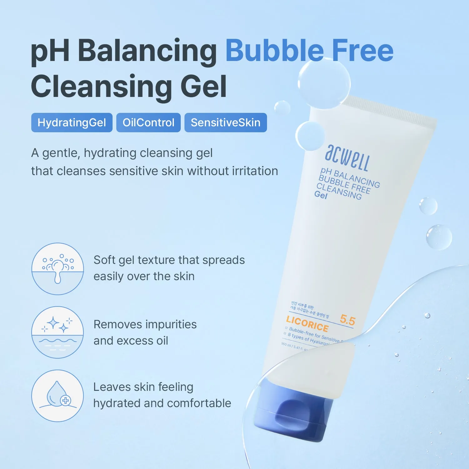 Acwell pH Balancing Bubble-Free Hydrating Facial Cleansing Gel
