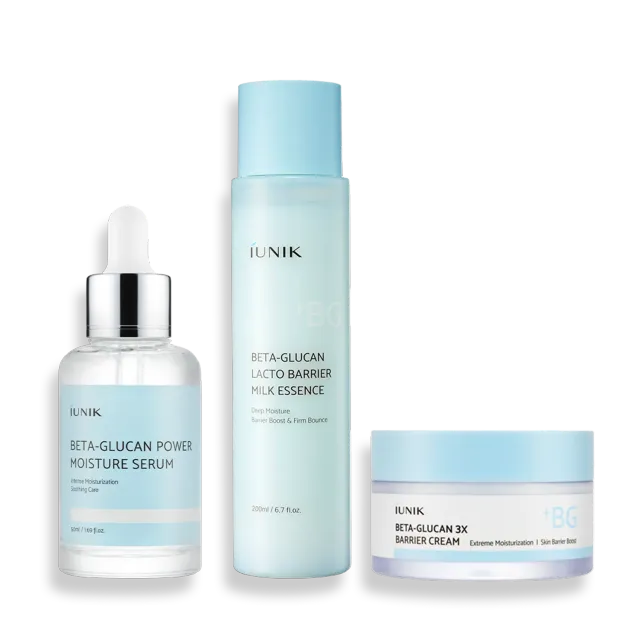 IUNIK Beta-Glucan Barrier Routine hudpleiesett med tre steg