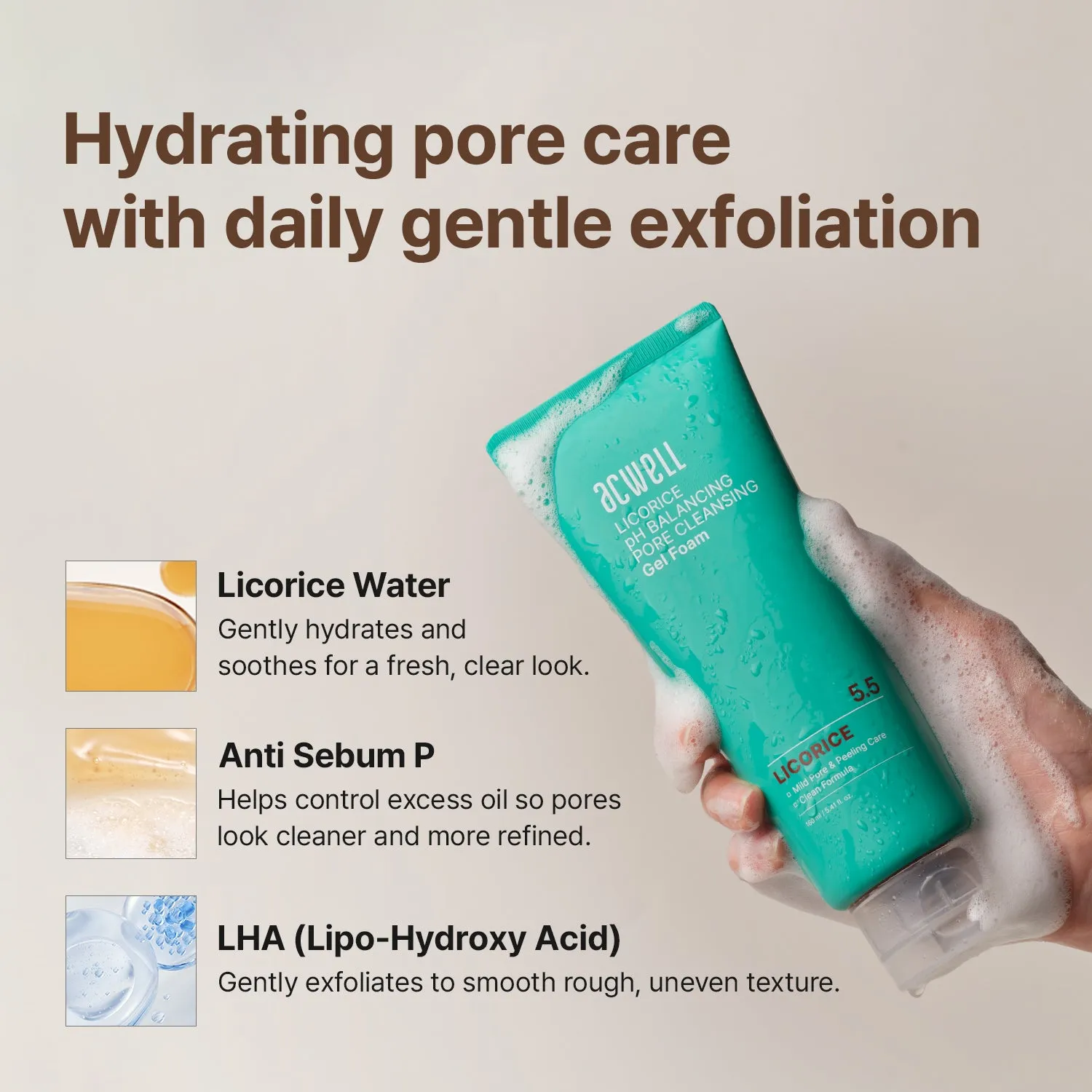 Acwell Licorice pH Balancing Pore Cleansing Gel Foam ansiktsrens