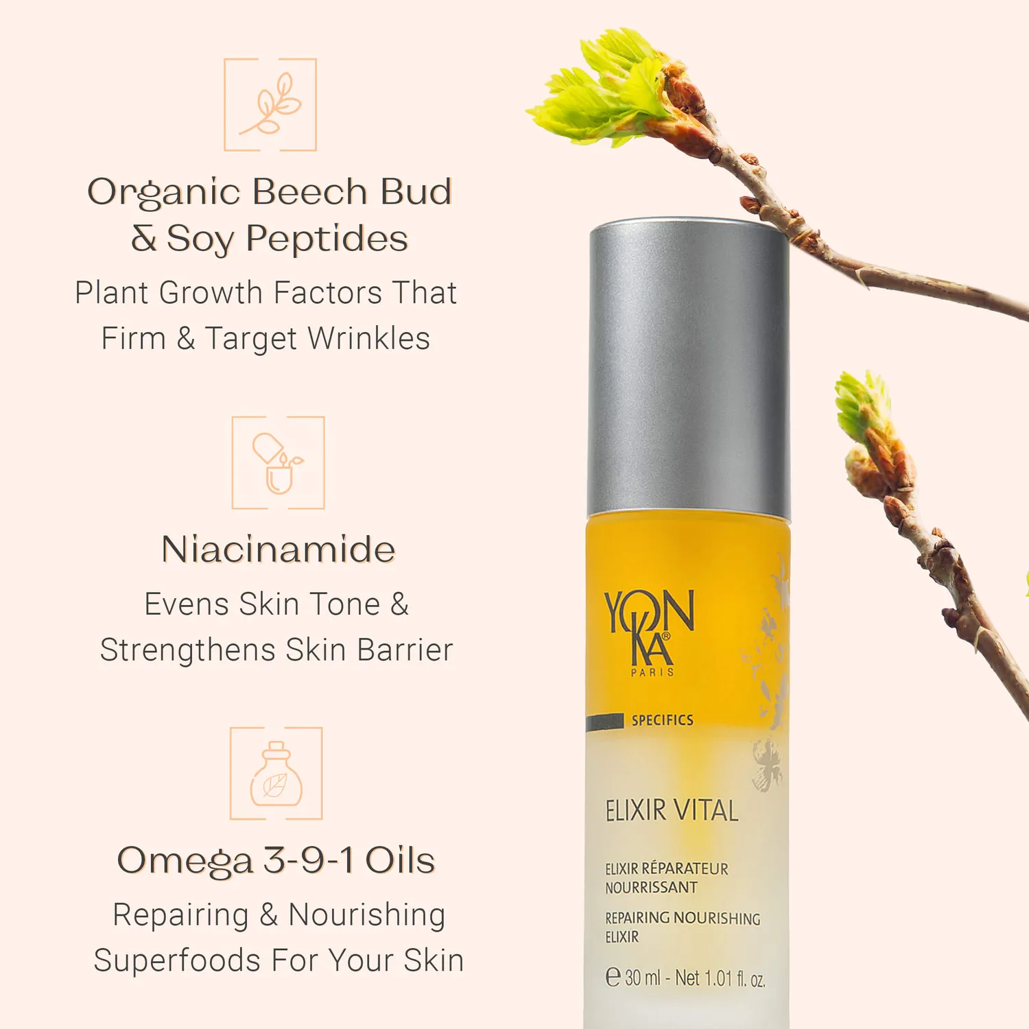 Yon-Ka Elixir Vital ansiktsserum for tørr hud