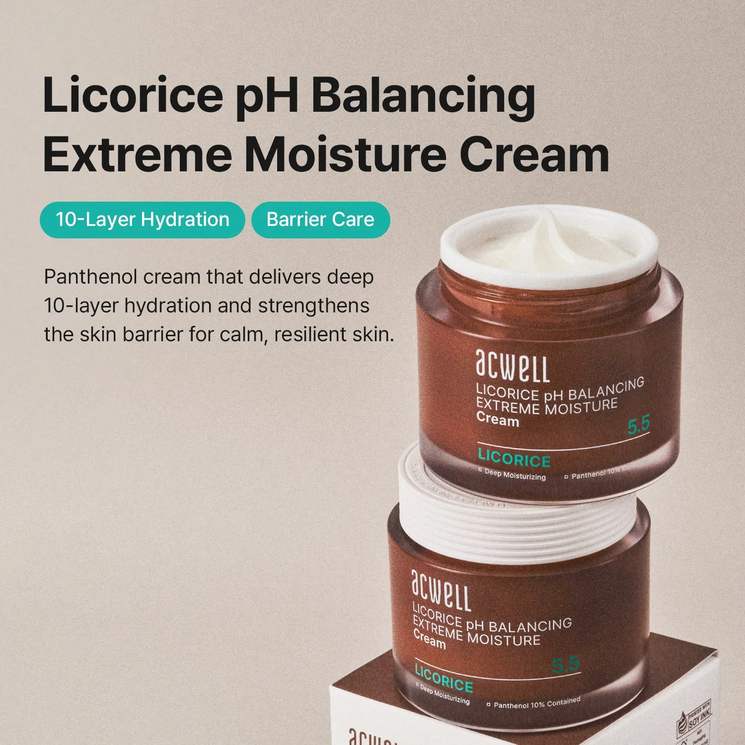 Acwell Licorice pH Balancing Extreme Moisture Cream fuktighetskrem 50 ml med panthenol