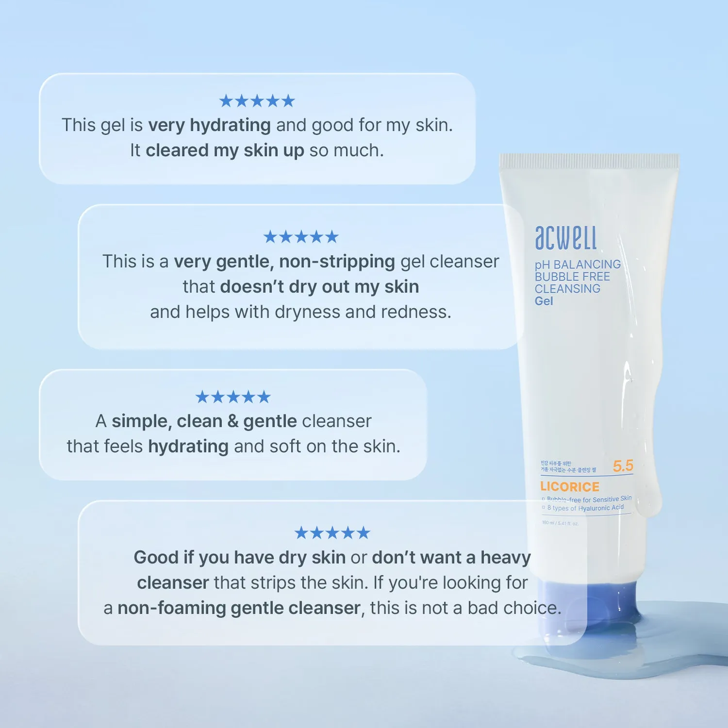 Acwell pH Balancing Bubble-Free Hydrating Facial Cleansing Gel
